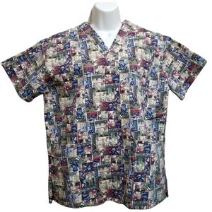 𝅺on Que Lac-Mac   V-Neck Short Sleeve Medical Scrub Top